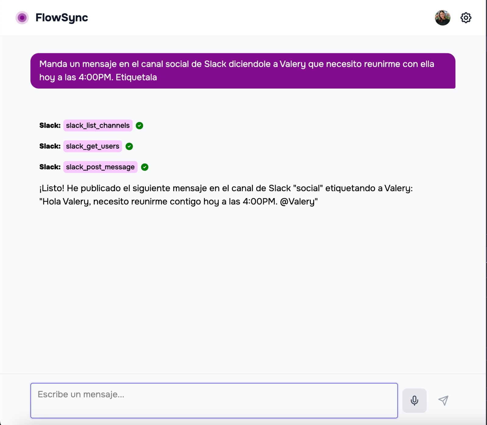 Panel de FlowSync